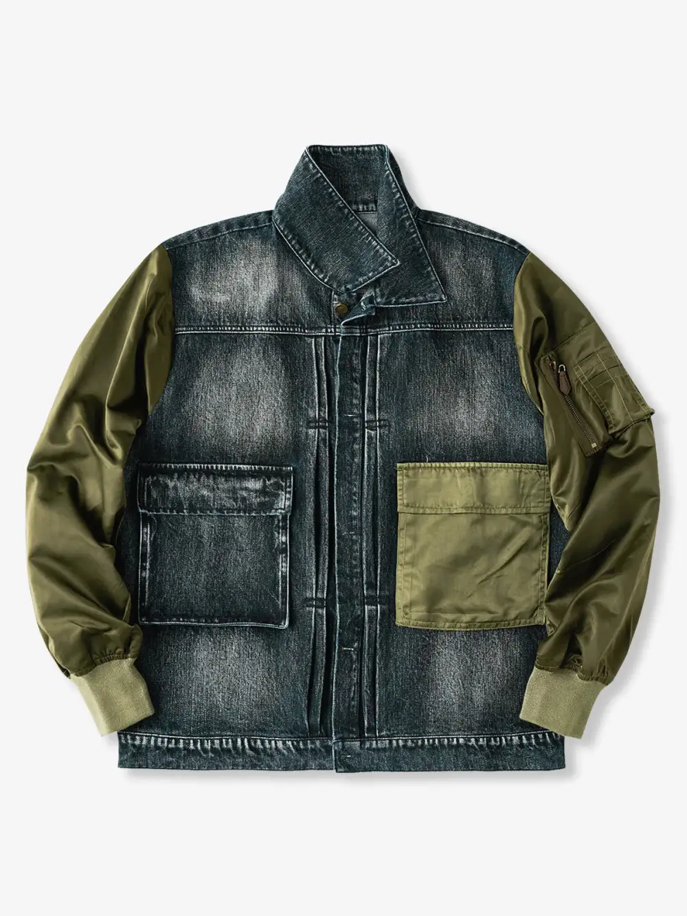 Men's Denim Pocketed Bomber Jacket