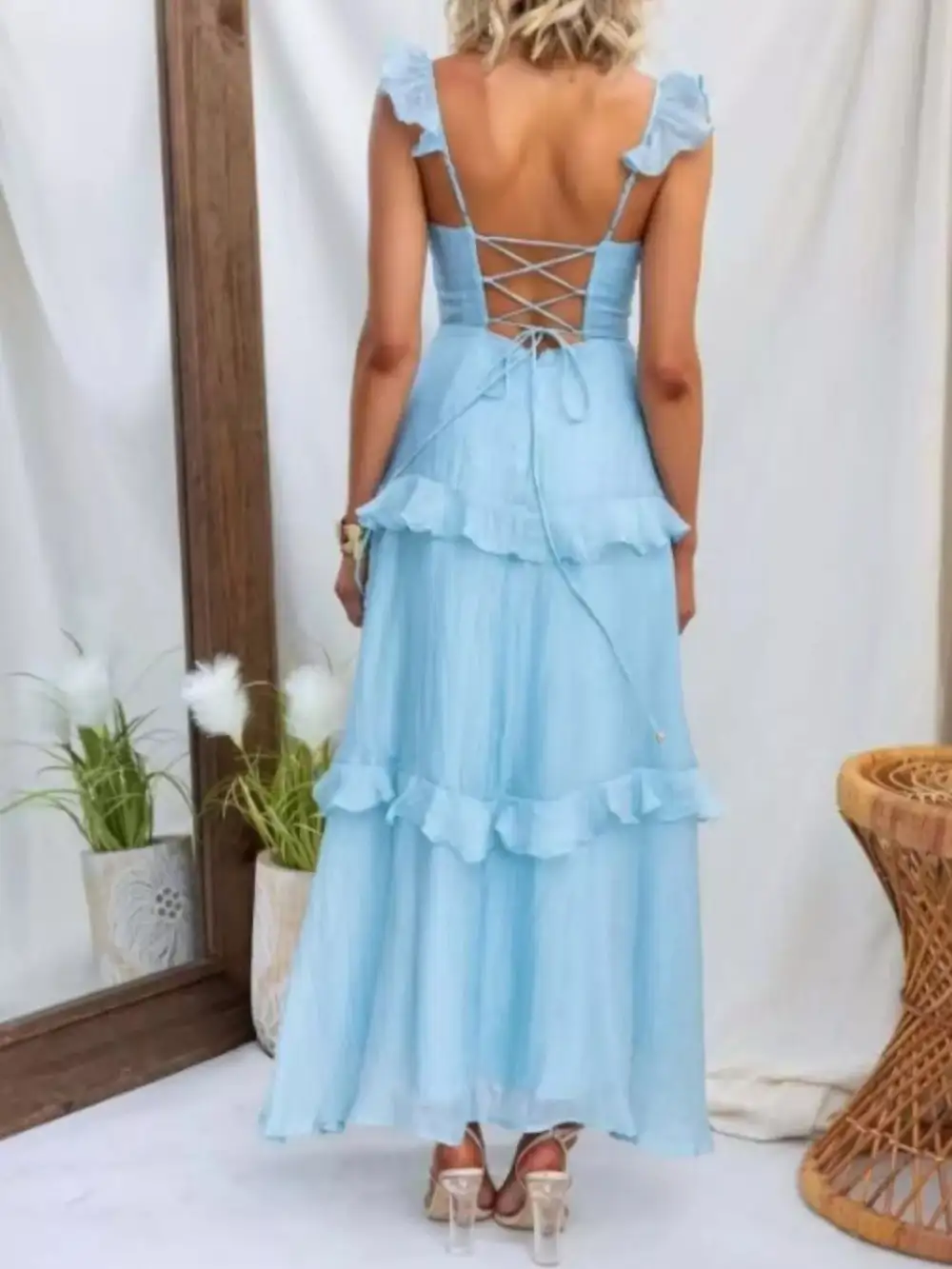 Lace Ruffle Maxi Dress