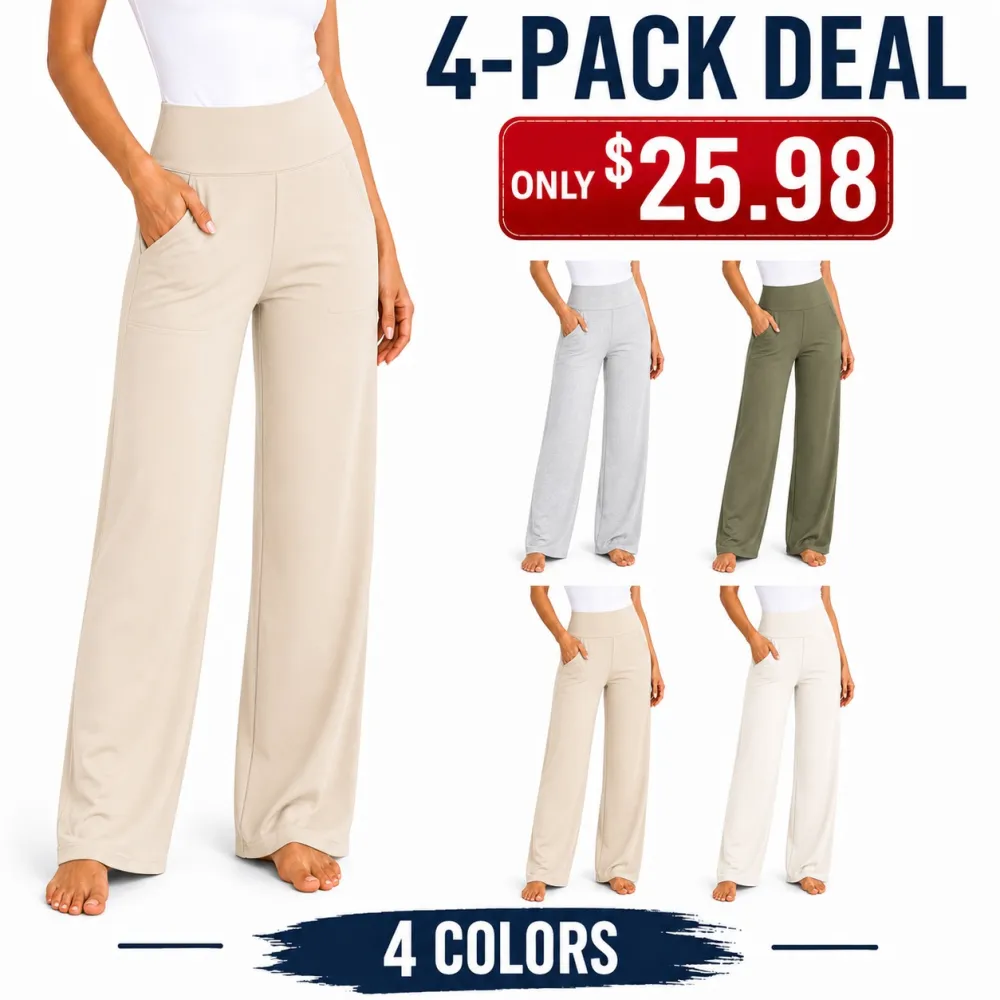 Women's High-Waist Wide-Leg Yoga Pants With Pockets