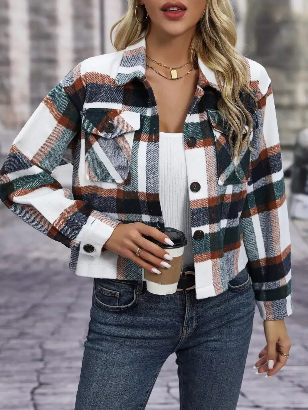 Plaid Button-up Jacket