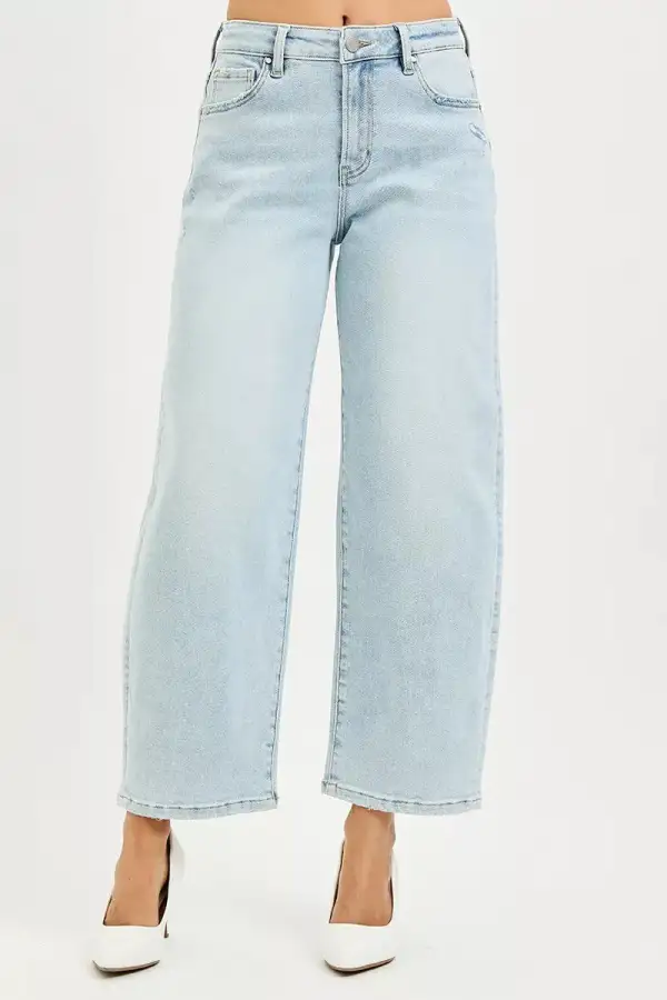 Sharp High Waist Barrel Leg Denim Jeans