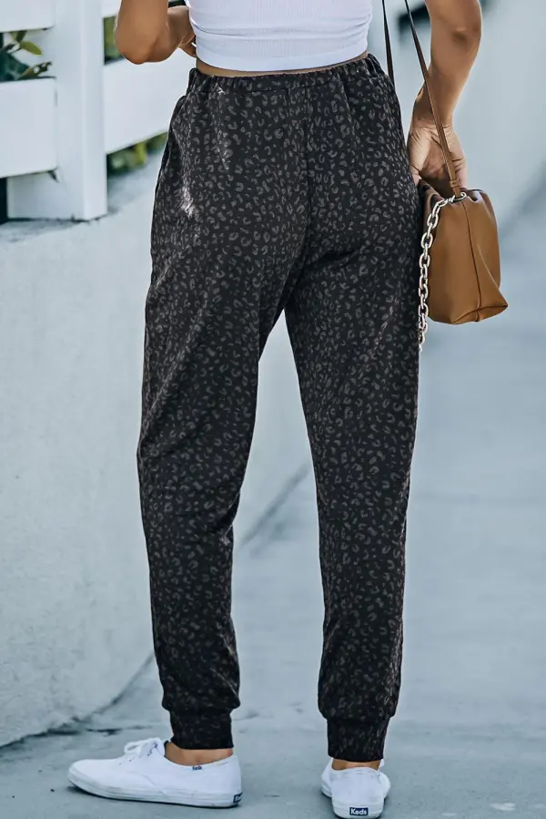 Pocketed Leopard-Print Jogger Pants