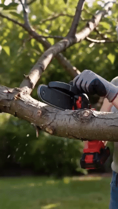 Original mini chainsaw cutting demonstration