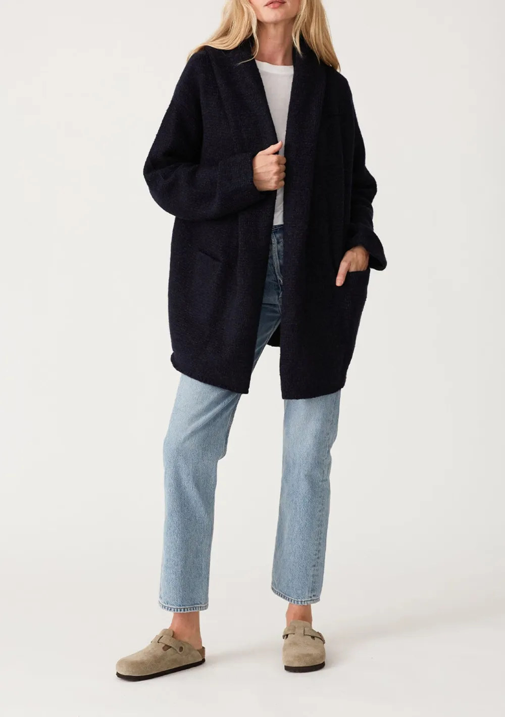 Open Front Drop Shoulder Coat