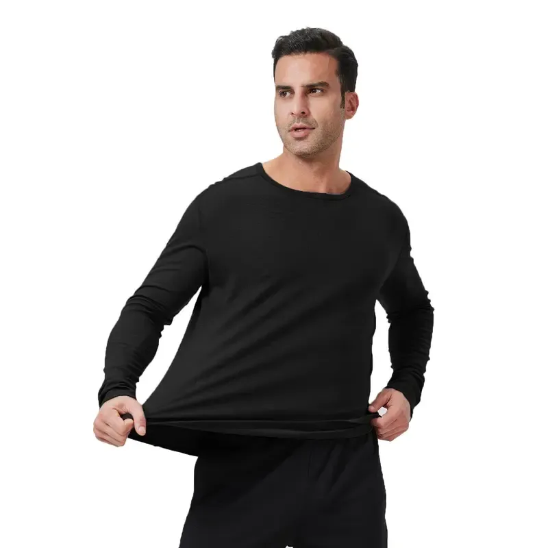 Men's Merino Wool Quick-Drying Hiking Warm Long-Sleeved Underwear Sports ski Base Layer top