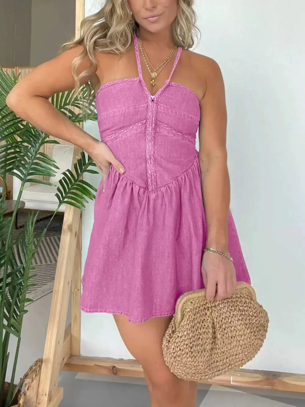 Structured Shape Denim Mini Dress