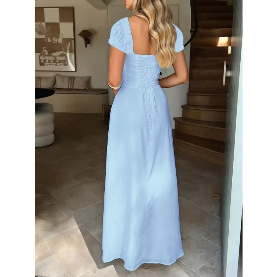 Devine Sweetheart Neck Short Sleeve Maxi Dress