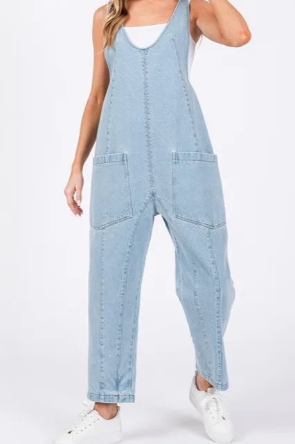 Washed Denim Jumpsuit