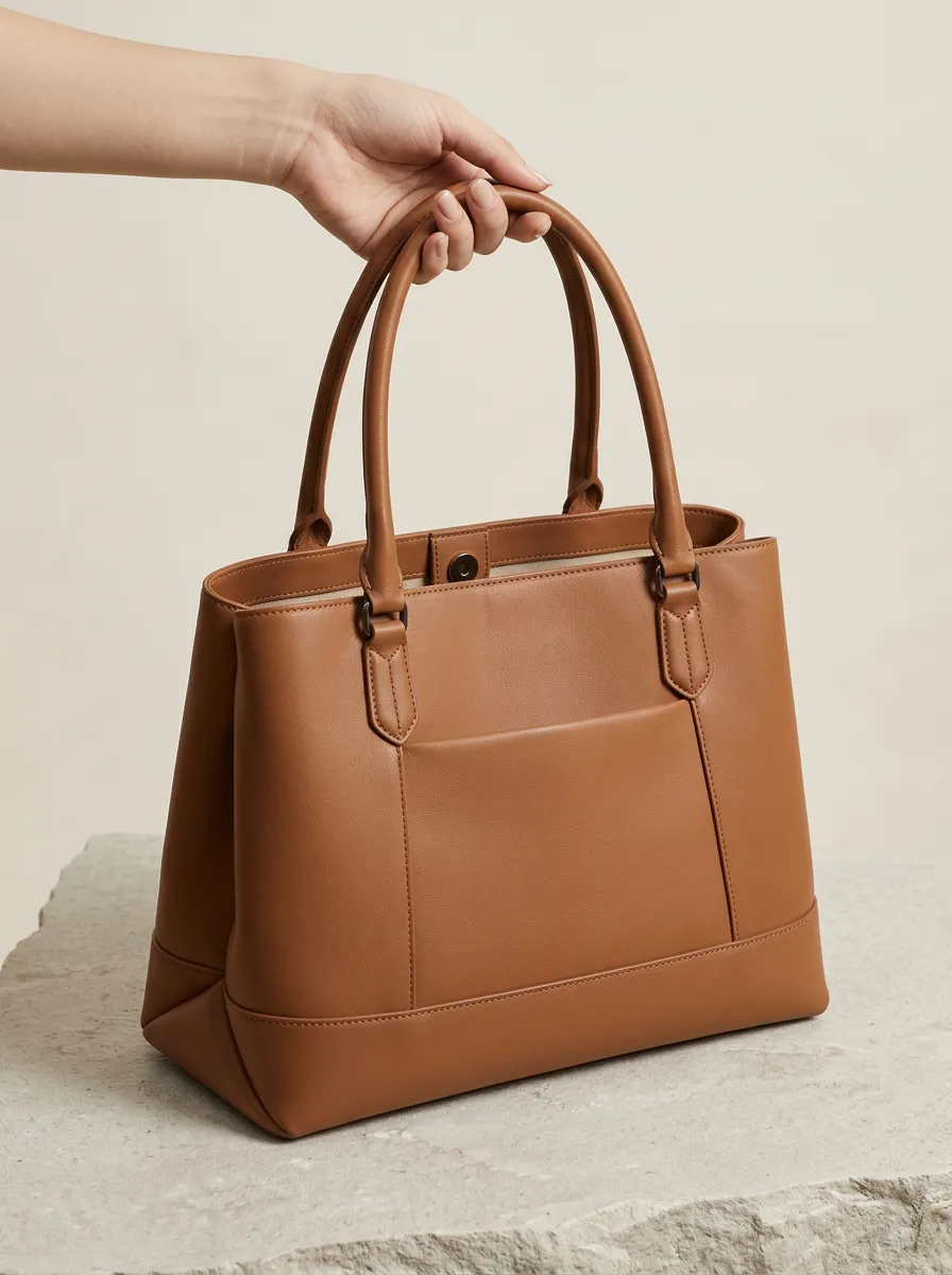Women's Front-Pocket Snap Dual-Handle Tote Bag
