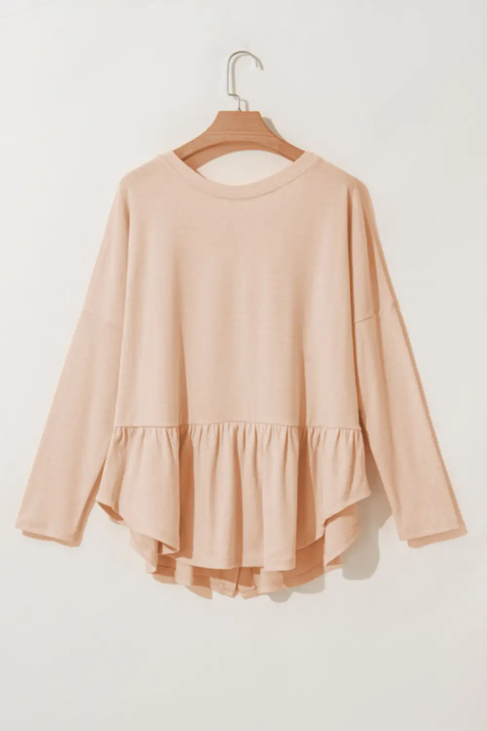 Solid Ruffled Buttoned V Neck Shirt
