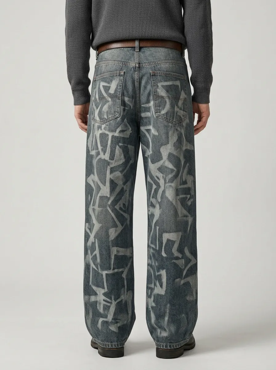 Wide Leg Streetwear Men's Loose Fit Jeans