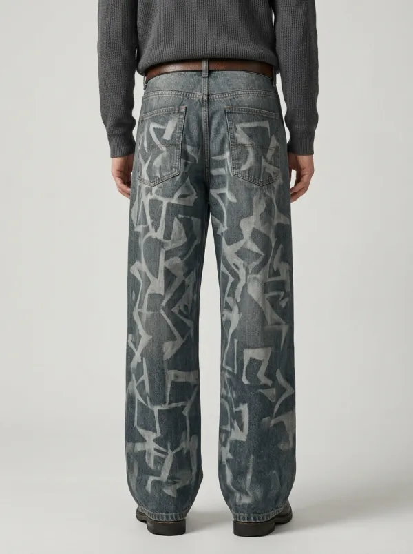 Wide Leg Streetwear Men's Loose Fit Jeans