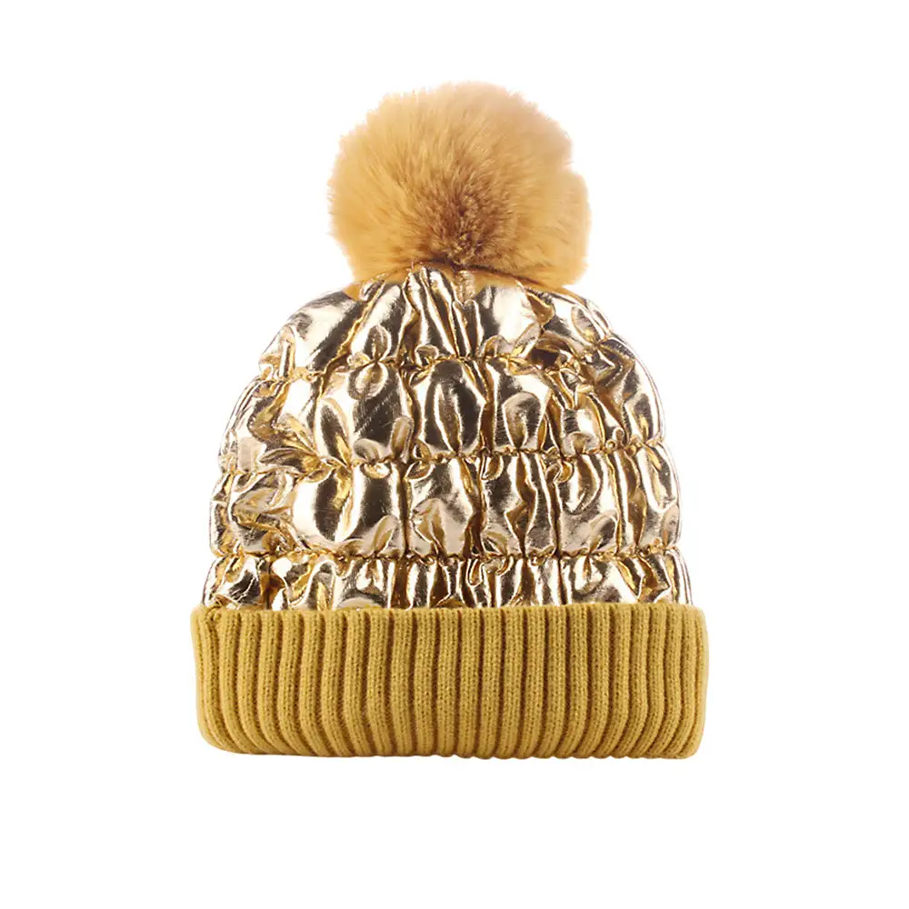 Knit Slouchy Pom Pom Beanie Hat