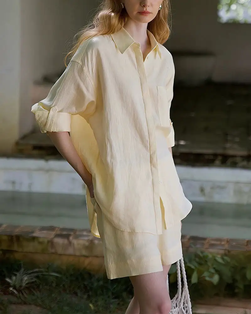 Breezy Linen Oversized Shirt and Shorts Matching Set