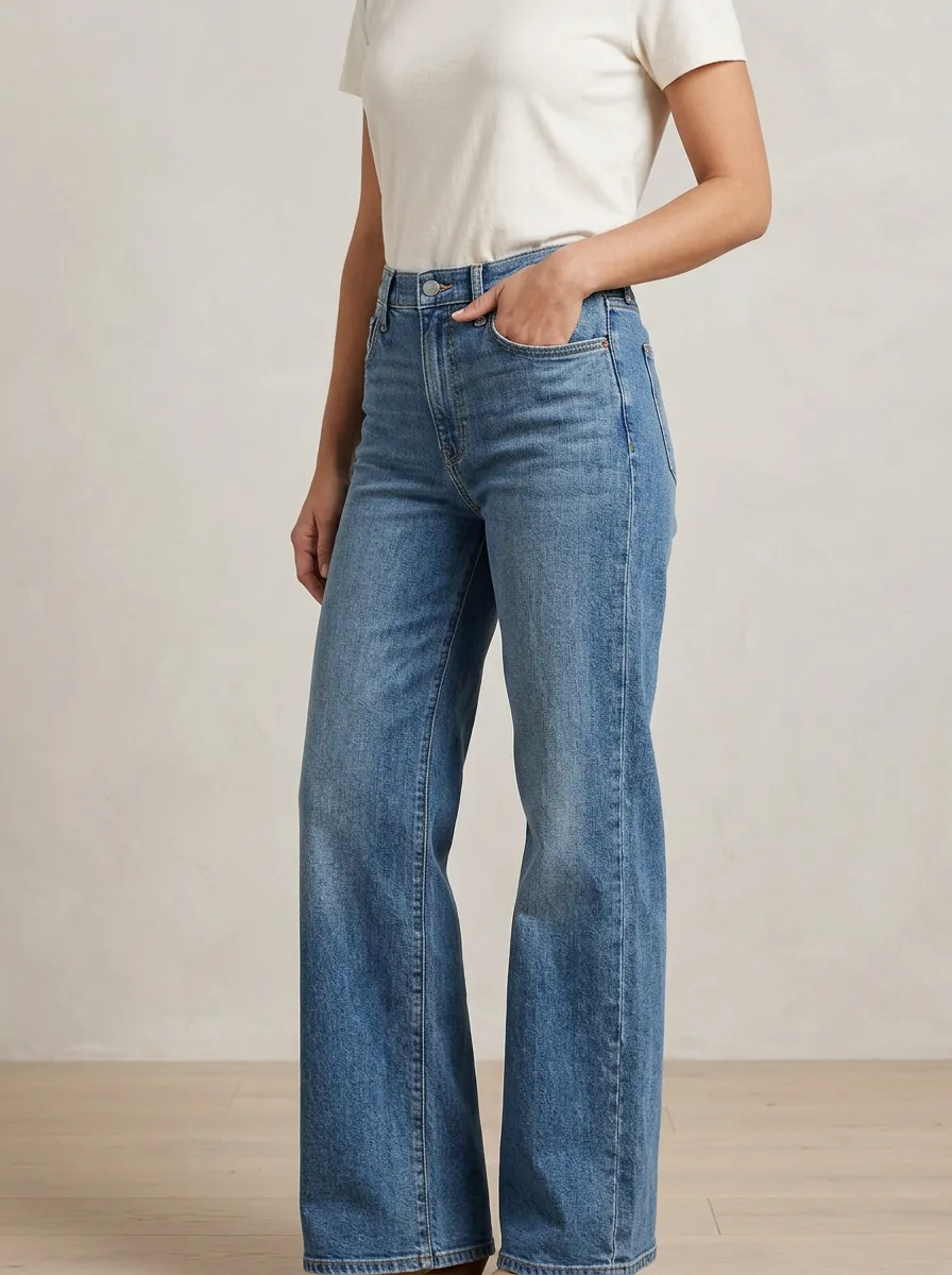 Effortless High-Rise Wide-Leg Denim Jeans