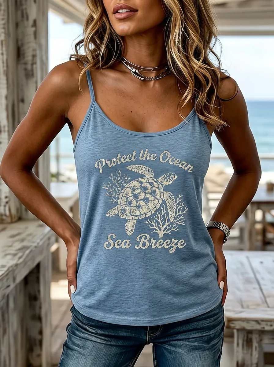 Protect Ocean Sea Turtle Tank Top