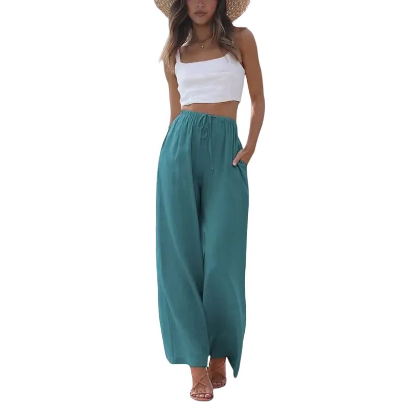 Women's cotton and linen wide-leg pants for summer