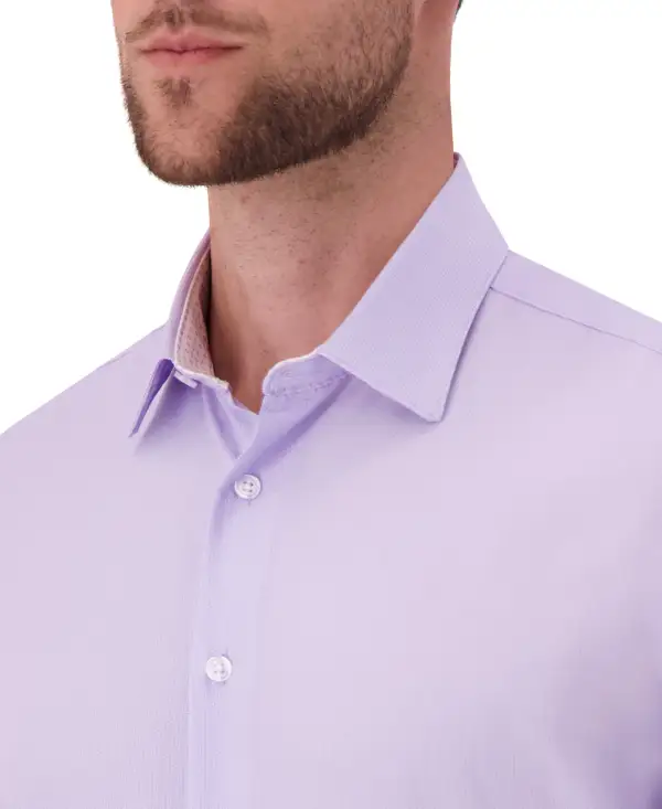 Geometric Geometric-Print Four-Way-Stretch Men's Dress Shirt