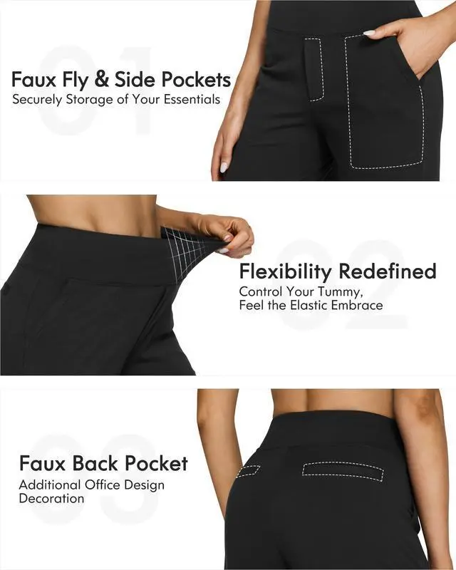 Loose High-Waist Business Casual Pants with Pockets- Perfect for yoga and casual outings