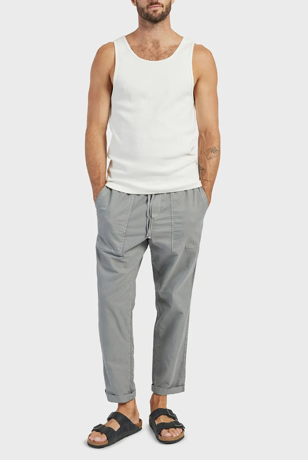 Sleeveless Crew Neck Ribbed Tee