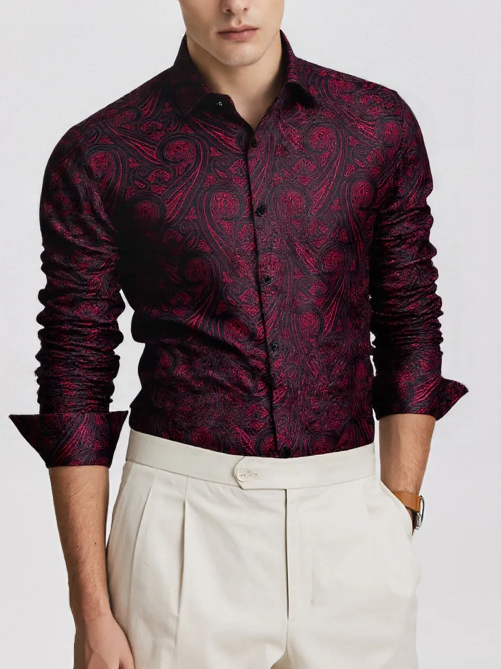 Tailored Paisley Silk Casual Shirt