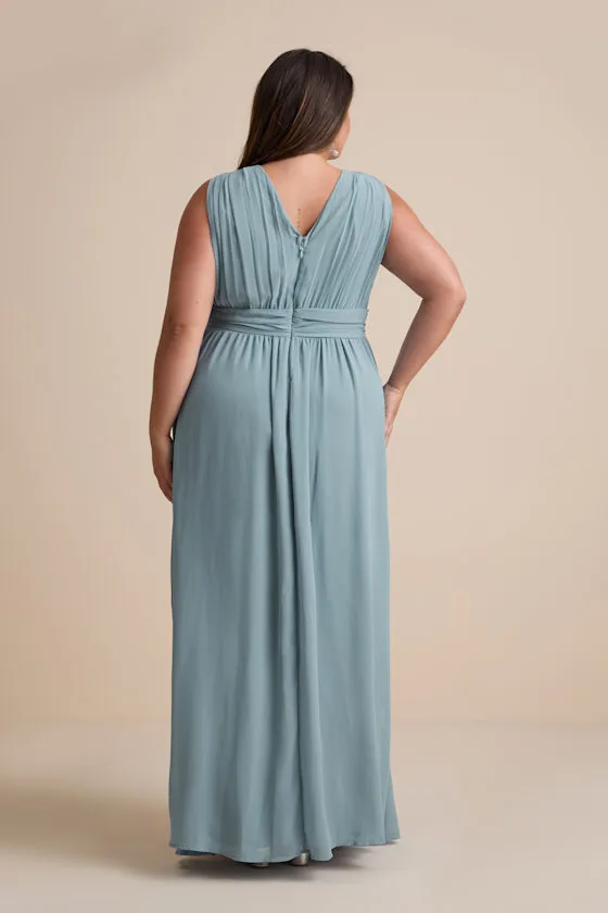 Heavenly Hues Dark Blue Floral Maxi Dress