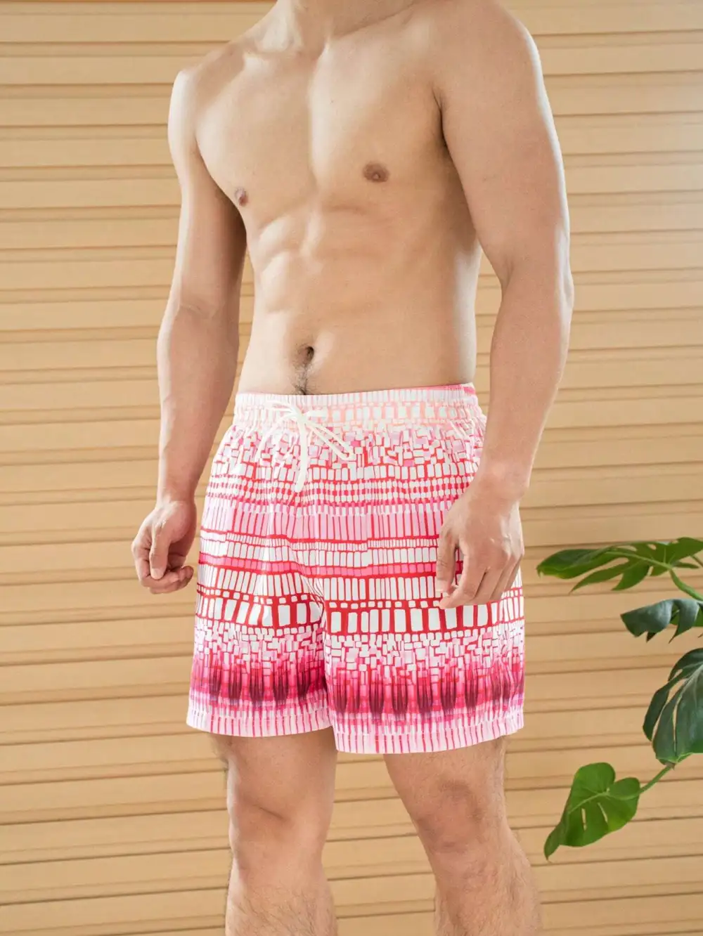 Men's Geometric Print Drawstring Swim Trunks