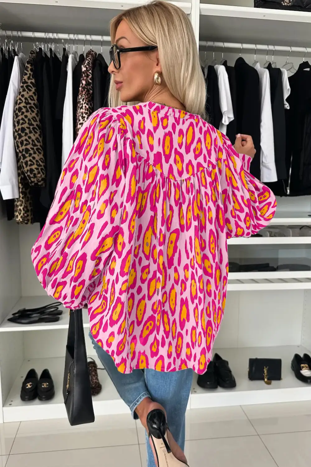 Leopard Print Loose Fit Blouse