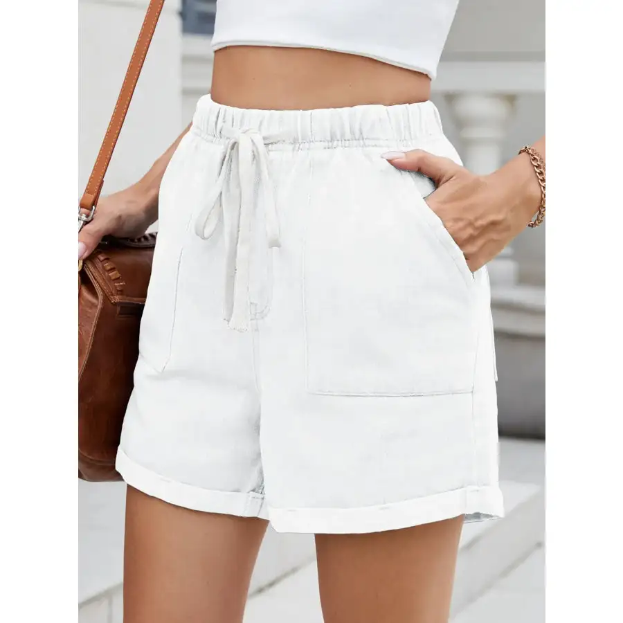 Drawstring Wash Denim Shorts