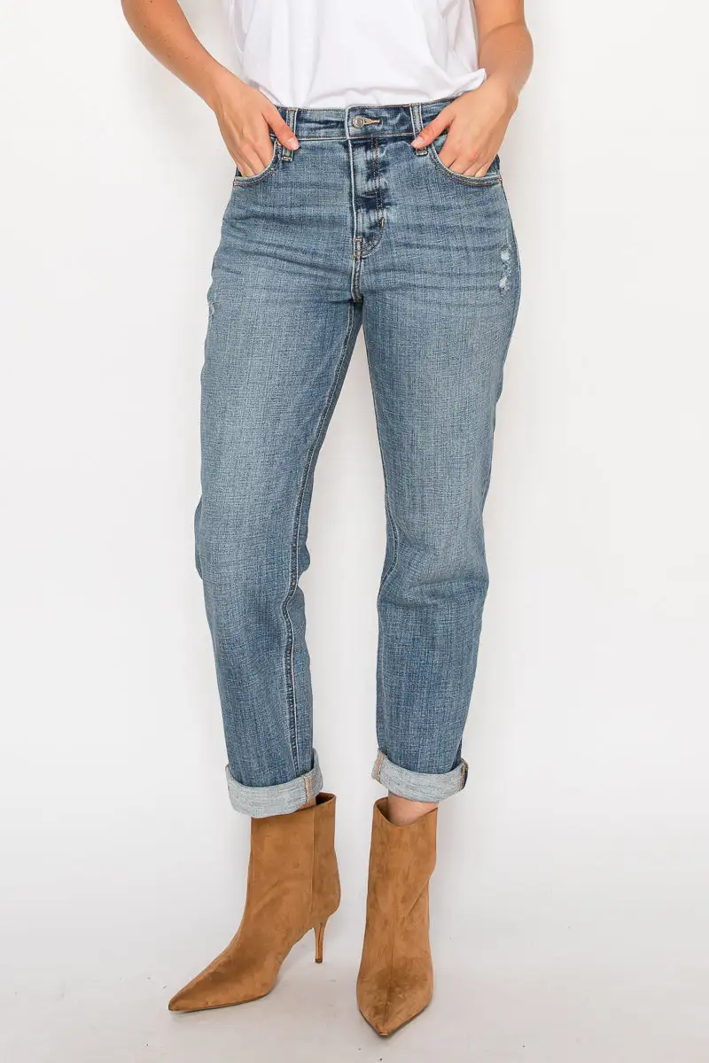 Weekend Mid Rise Tapered Relaxed Denim Jeans