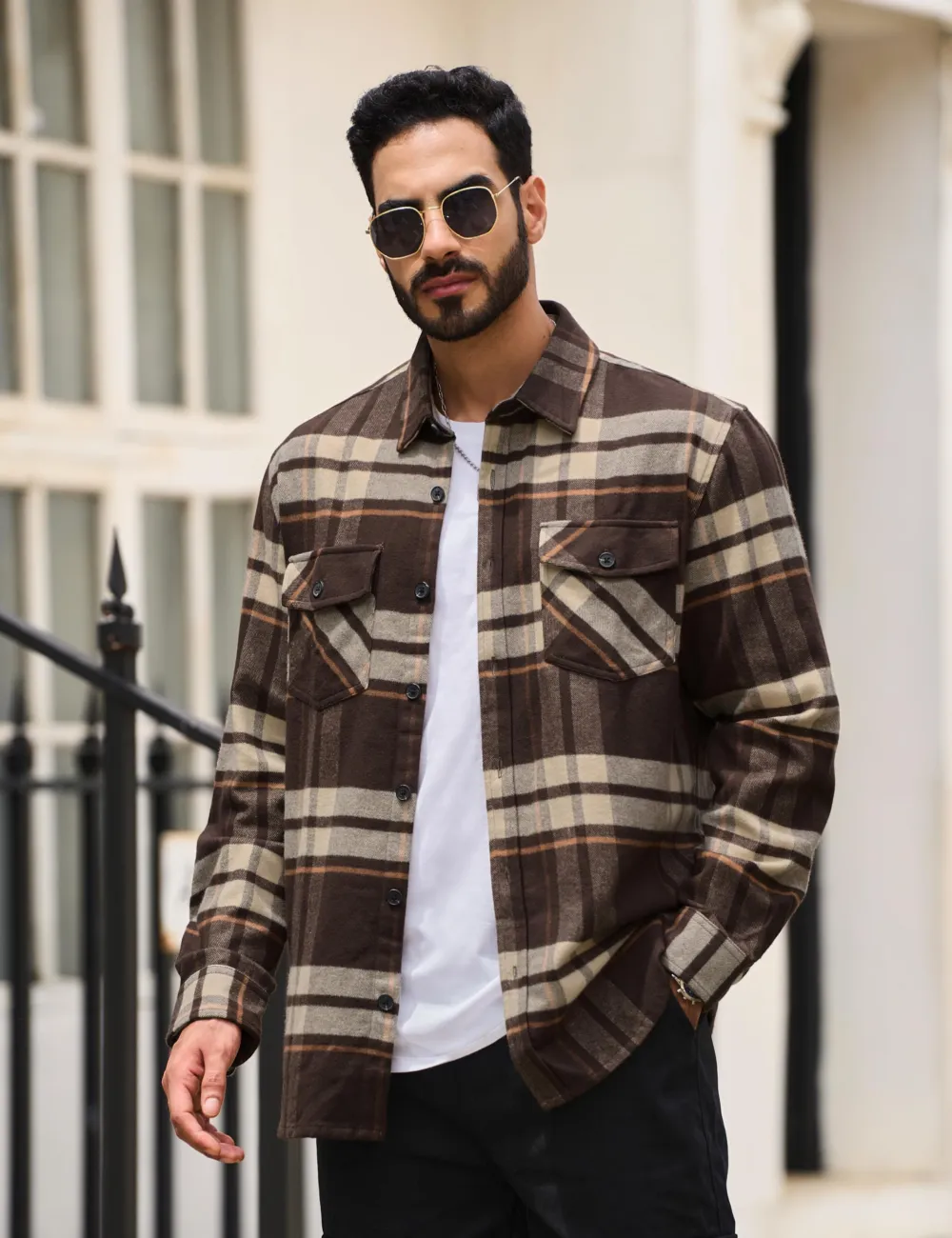 Men's Flannel Shirts Brushed Fleece Flannel Shirts Jacket