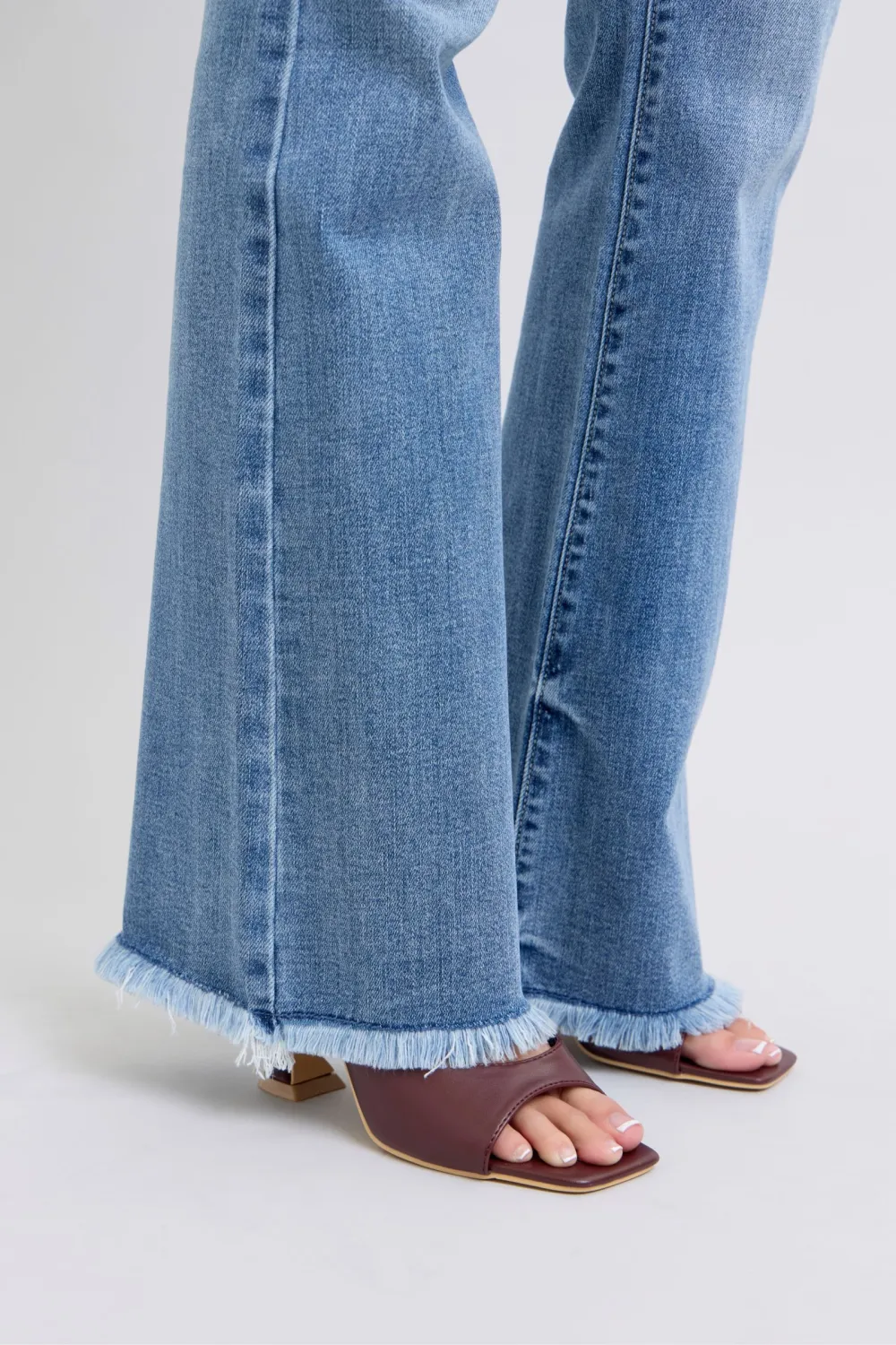 Raw Hem High Rise Bootcut Denim Jeans