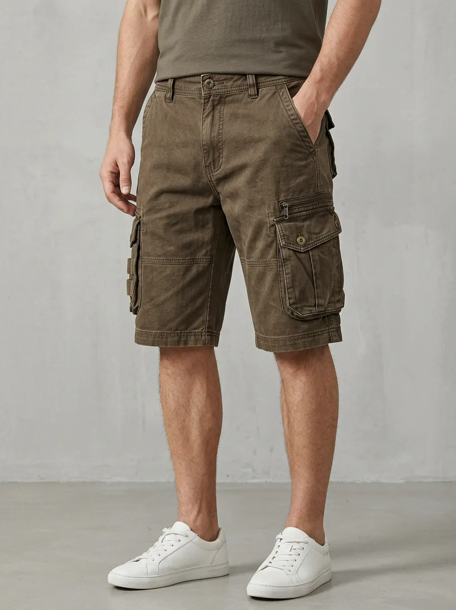 Men's Easy Fit Cargo Shorts with Multi Pocket Details