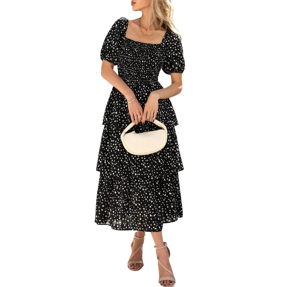 Women's Square Neck Smocked Dress