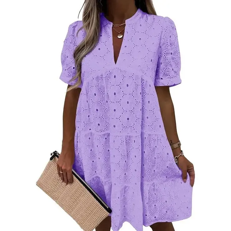 Women’s Flowy Lace V-Neck Dress