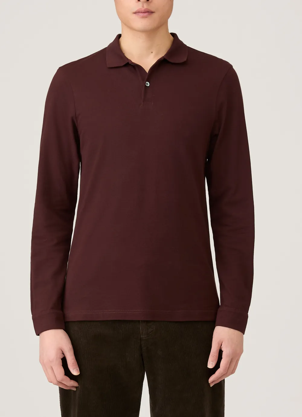 Contemporary Everyday Slim Fit Cotton Pique Long Sleeve Polo Shirt