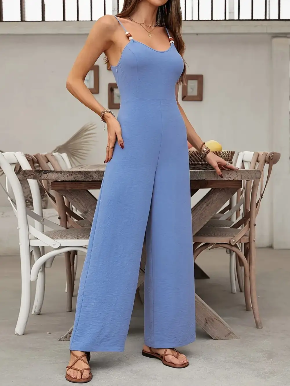 Spaghetti Strap Wide Leg Everyday Jumpsuit Accessory