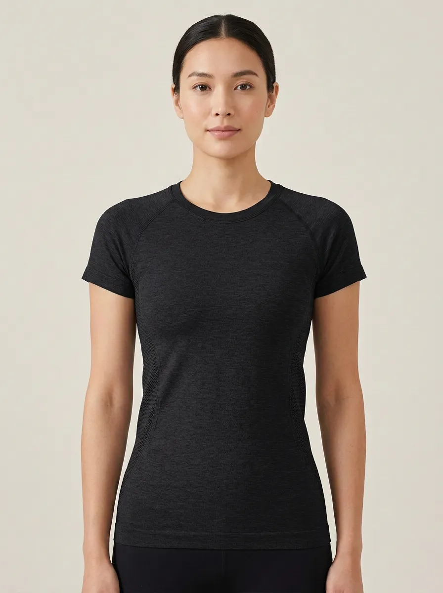 Women's Heathered Mesh-Panel Raglan Performance T-Shirt