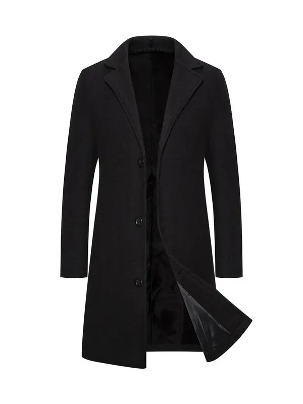 🔥 Men’s Solid Button-Front Lapel Midi Coat – Timeless Style. Clean Lines. Effortlessly Masculine | Limited-Time Winter Sale – Up to 40% OFF!