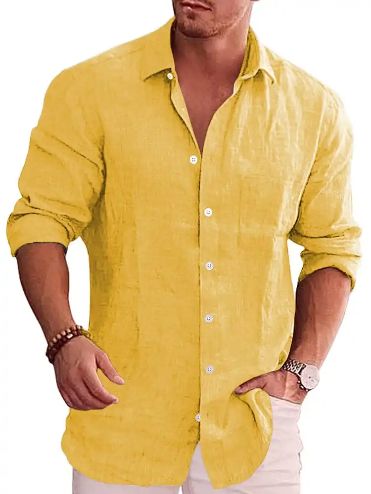 Classic Casual Button Down Cotton Linen Shirt