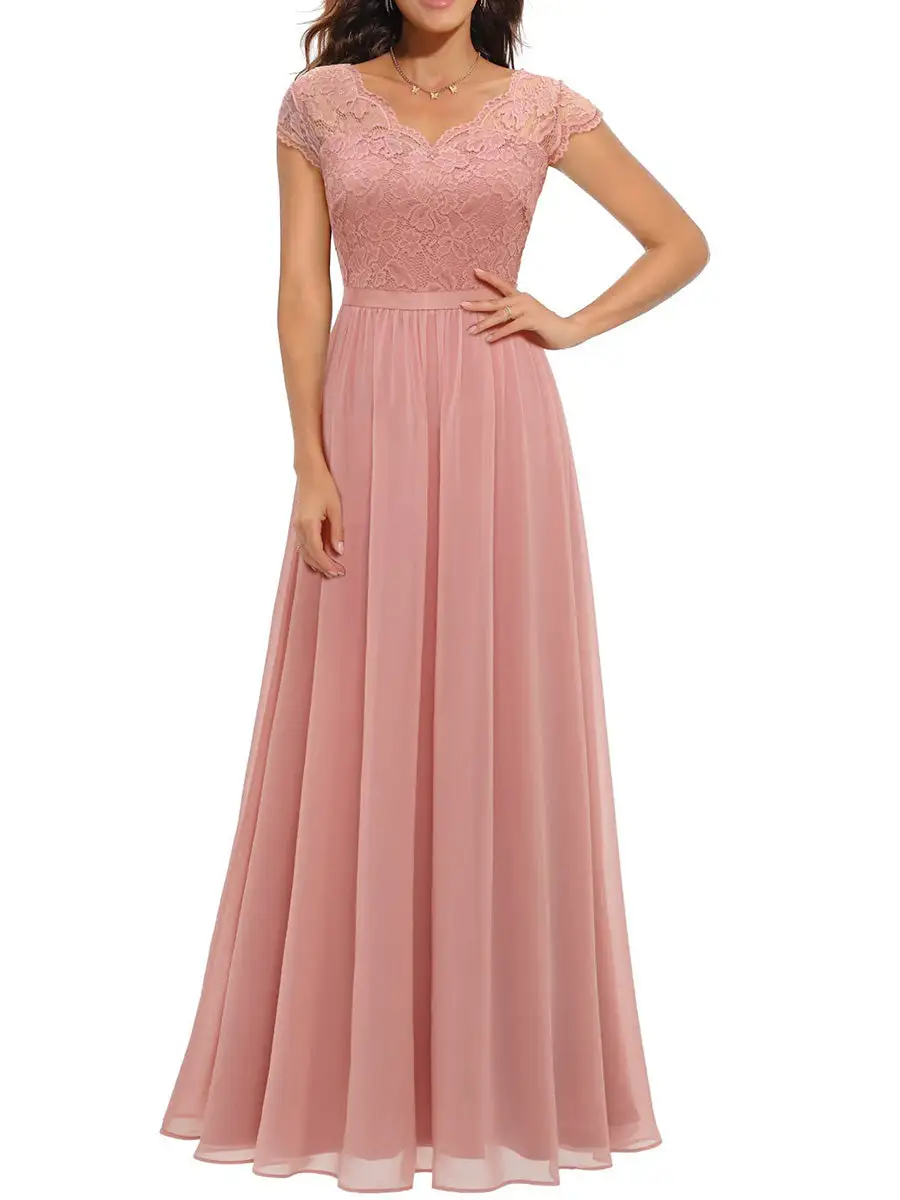 Through Pleated Neck Maxi Dress