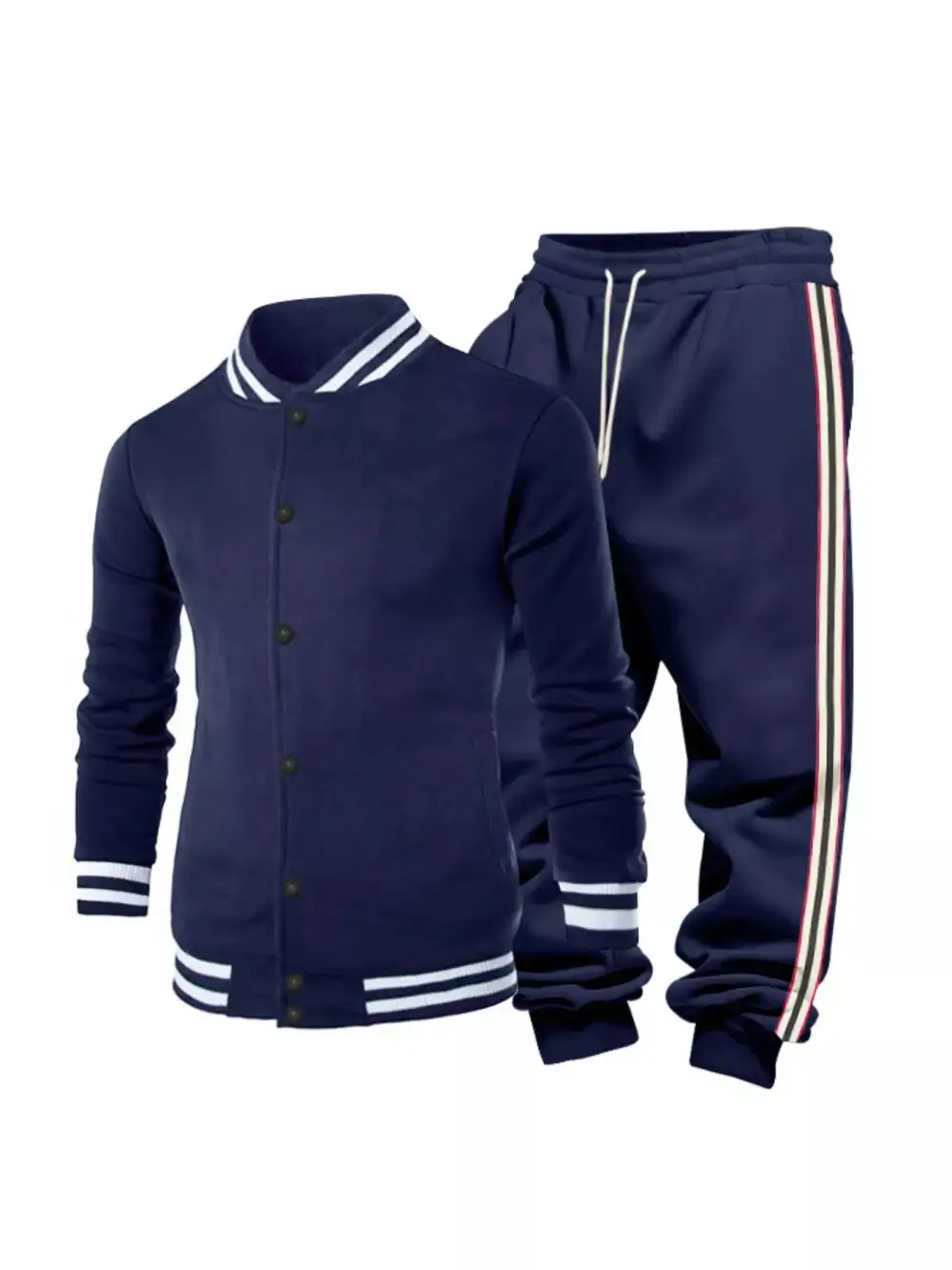 Men's Full Size Striped Snap Down Top and Pants Set