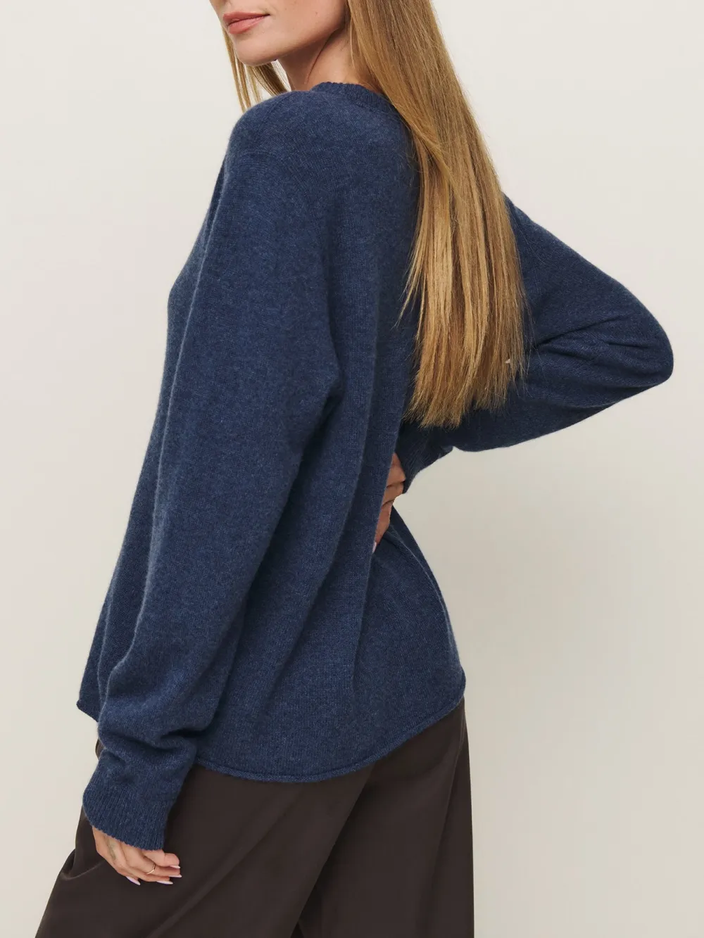 Relaxed Fit Crew Neck Knit Sweater