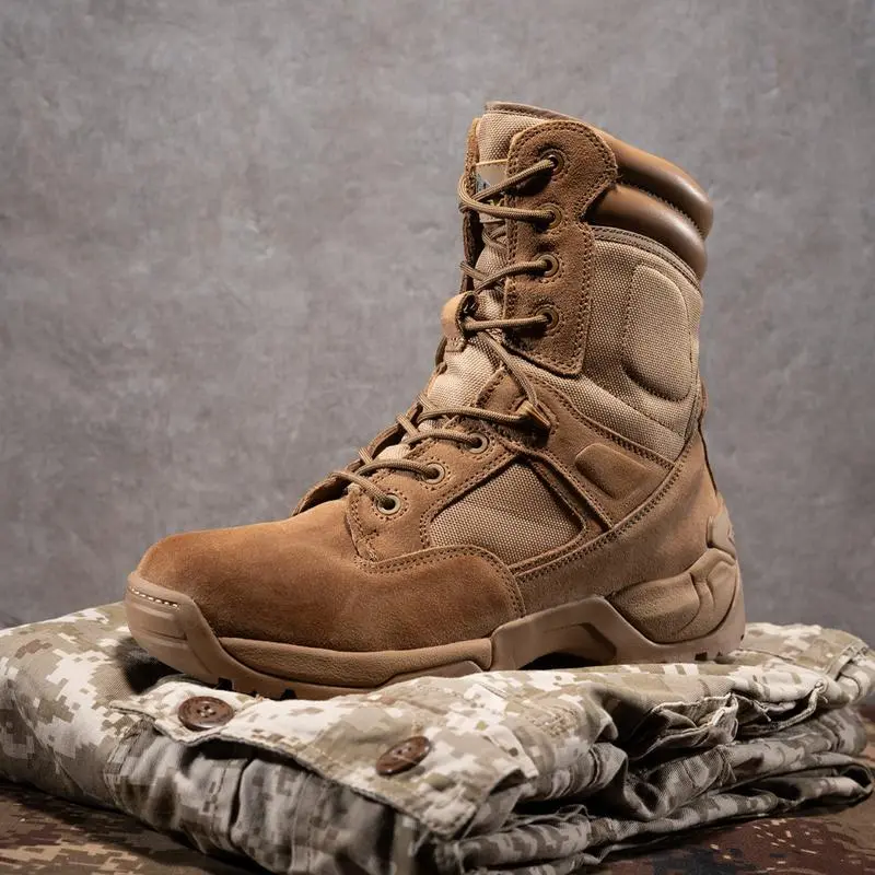 Men’s Tactical Research Leather Boots – Breathable, Durable & Non-Slip Work Footwear