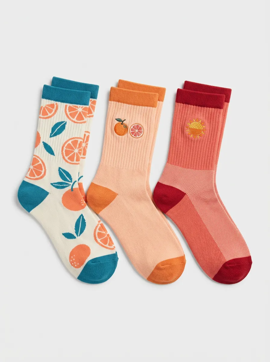 Women's Relaxed Essential Three-Pair Embroidered Crew Socks