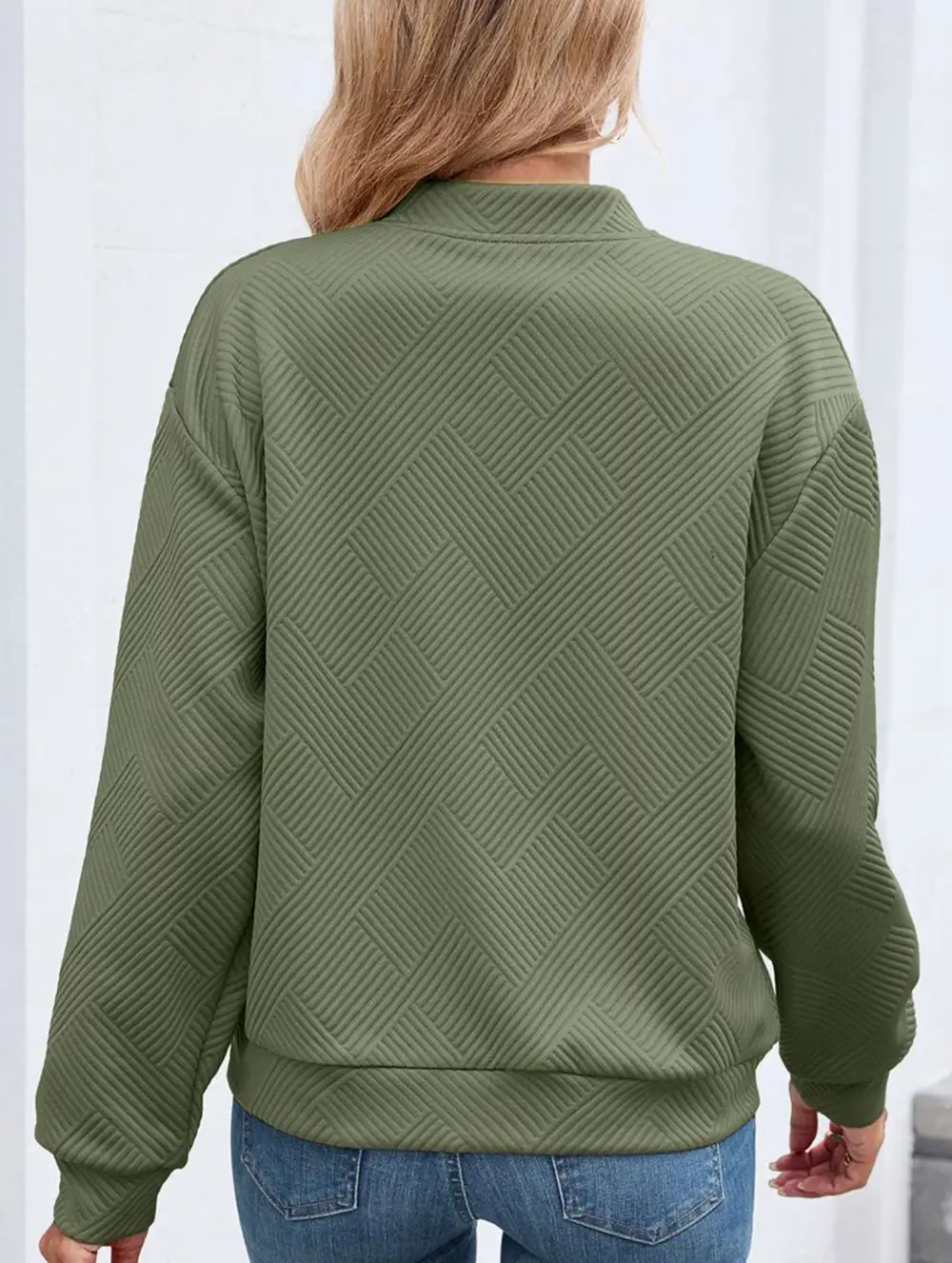 Crew Neck Zipper Loose Long Sleeve Sweatshirt