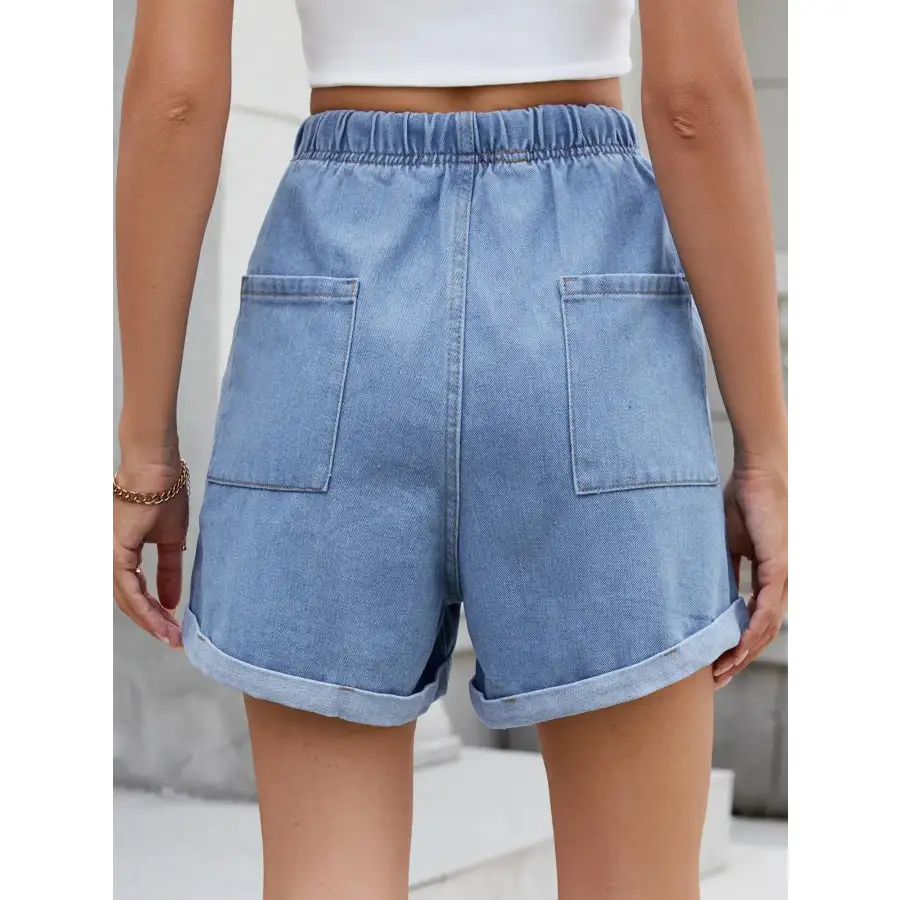Drawstring Wash Denim Shorts
