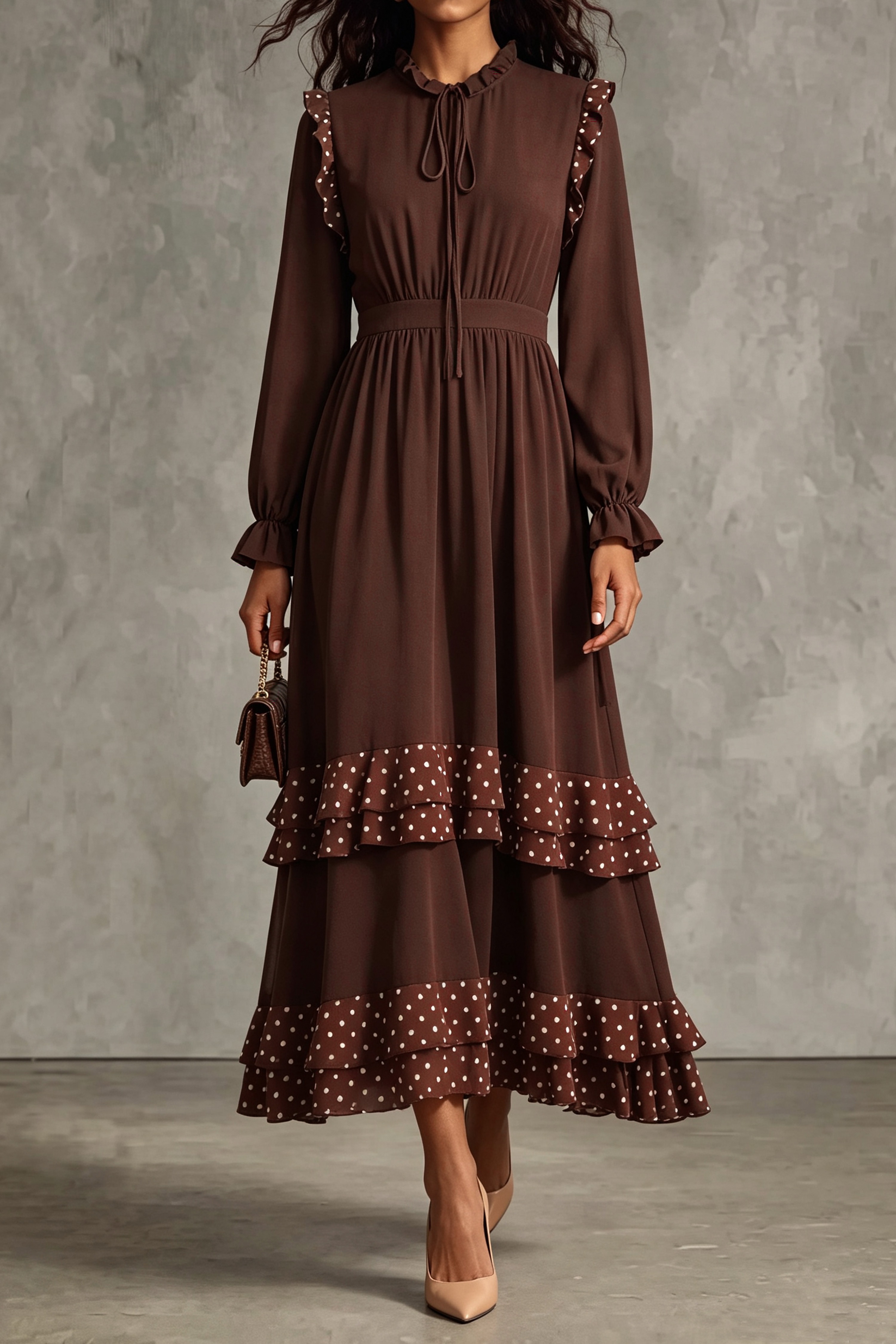 Ruffle Polka Dot Maxi Dress