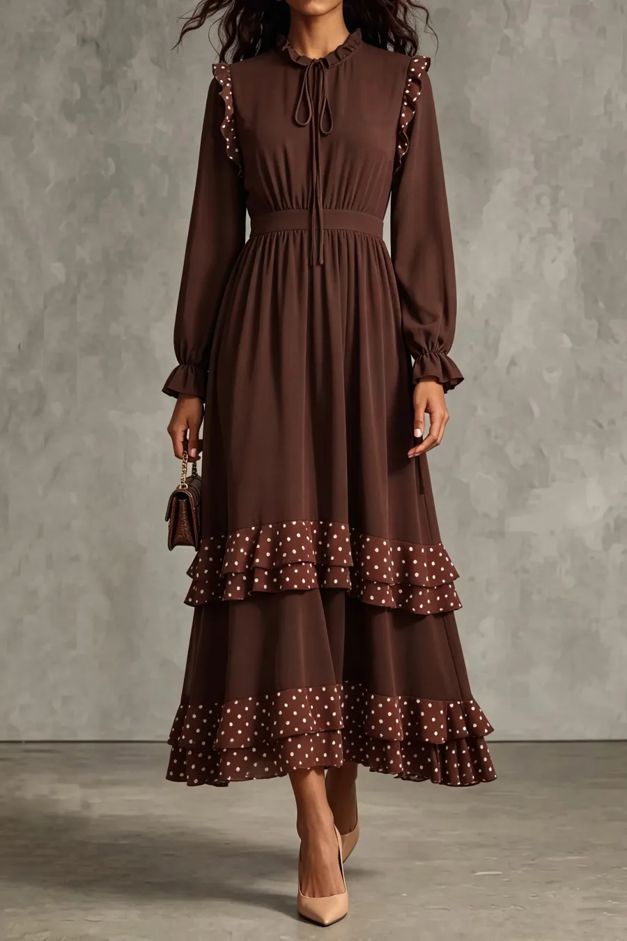 Ruffle Polka Dot Maxi Dress