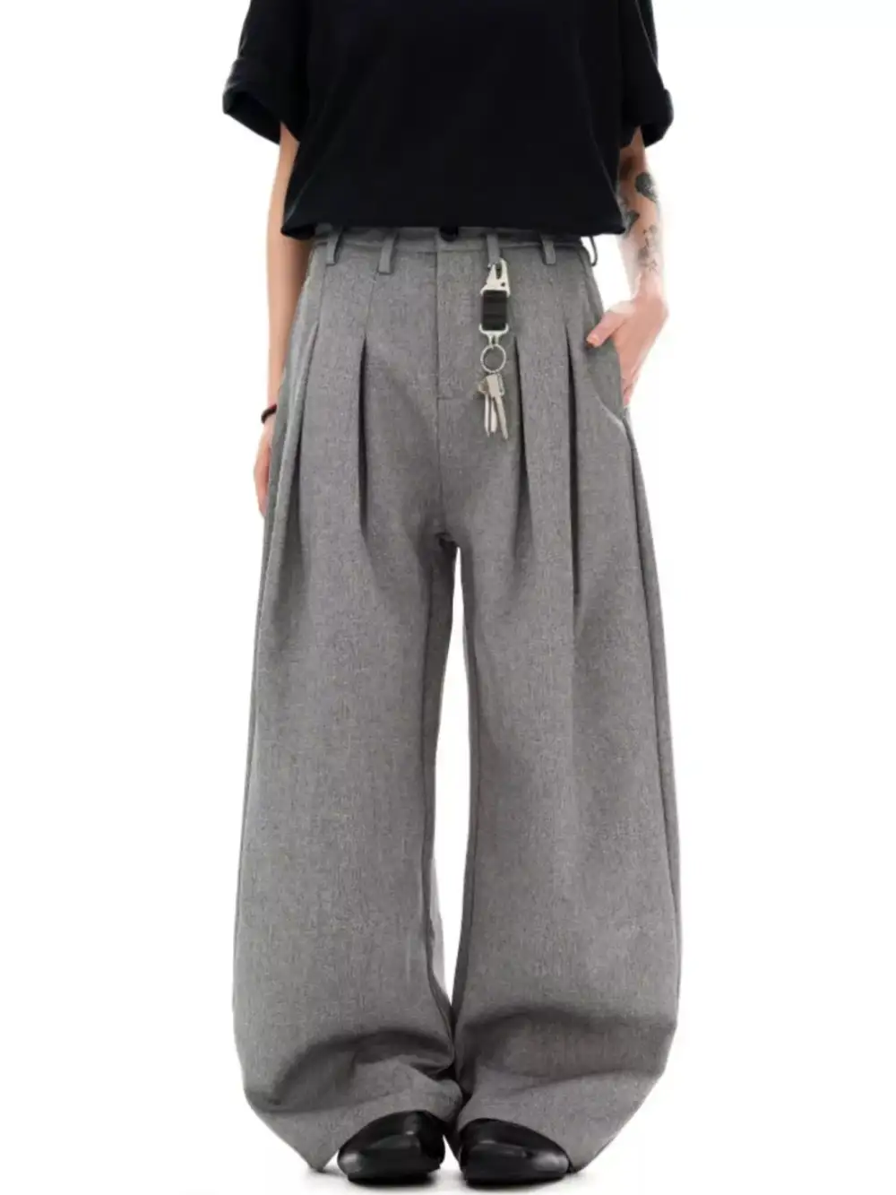 Men's Plus Size Wide Leg Pleated Pants